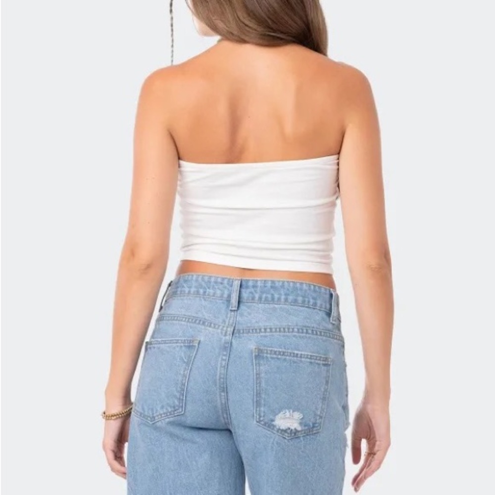 Nwt Edikted basic strapless top white - Picture 2 of 5